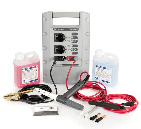 Electrochemical stainless weld cleaning and marking equipment shown in the archived Peter Mitchell and Son article